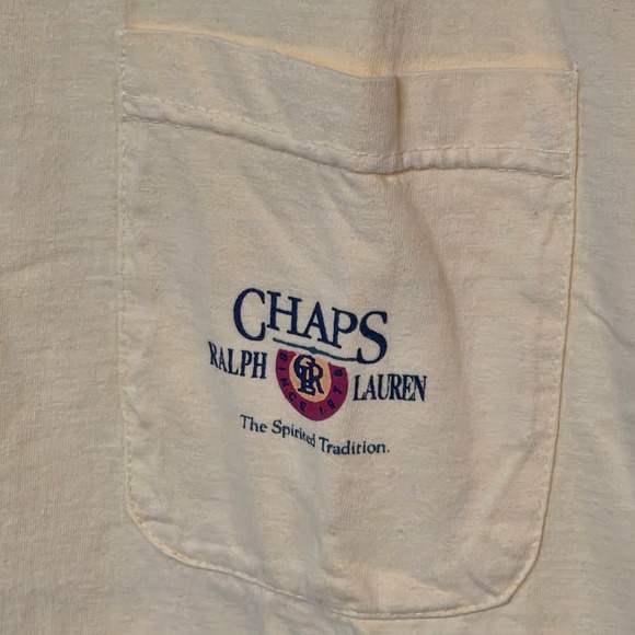 Vintage 90s Chaps Ralph Lauren Mens XL Yellow Pocket T Shirt Tee Cotton Relaxed - Picture 3 of 6